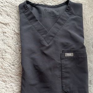 MENS SCRUBS FIGS XS SHIRT AND SMALL AXIM CARGO PANTS.